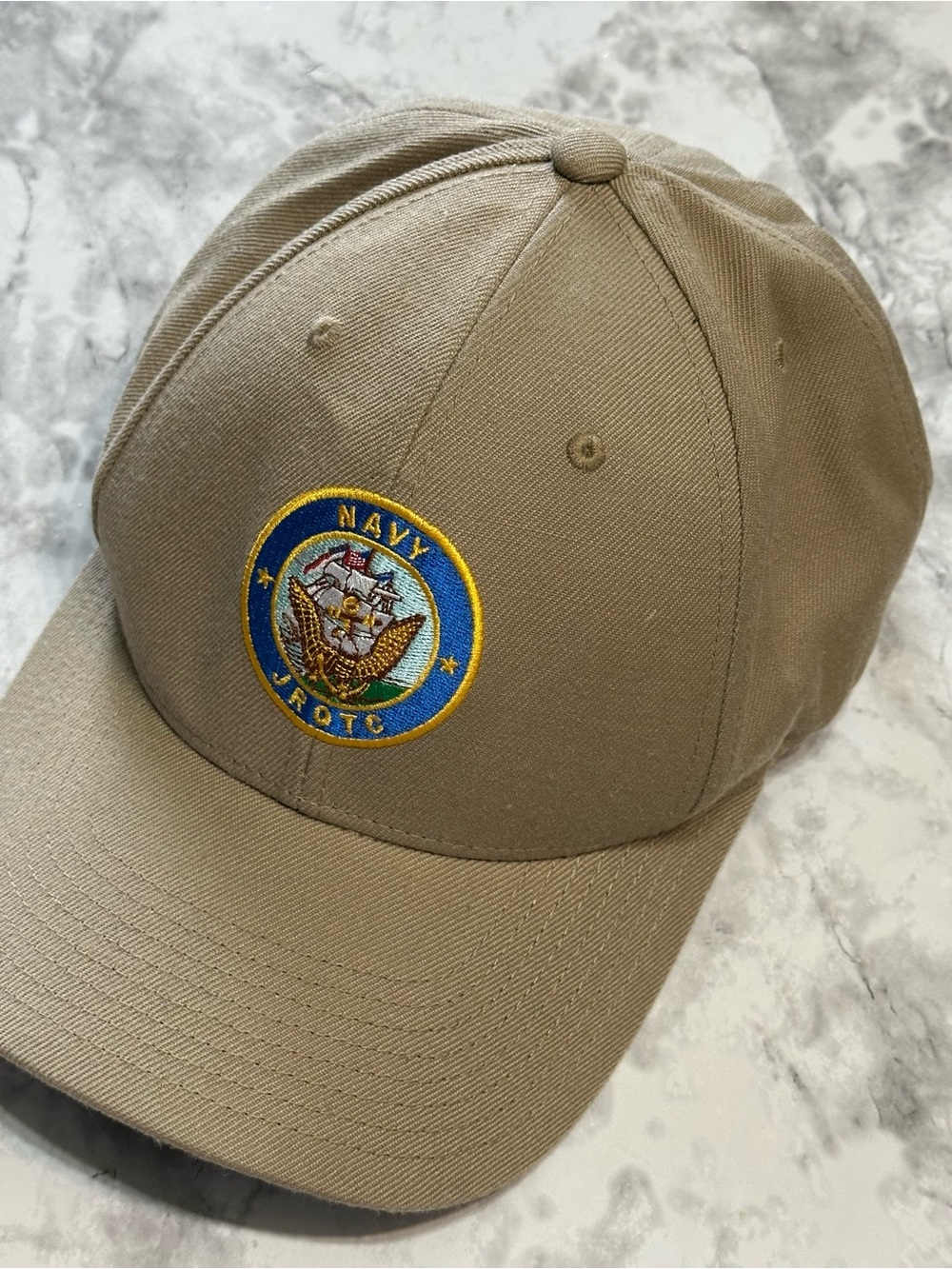 Vanguard Navy JROTC Ball Cap Hat Tan Khaki Adjustable Embroidered Logo